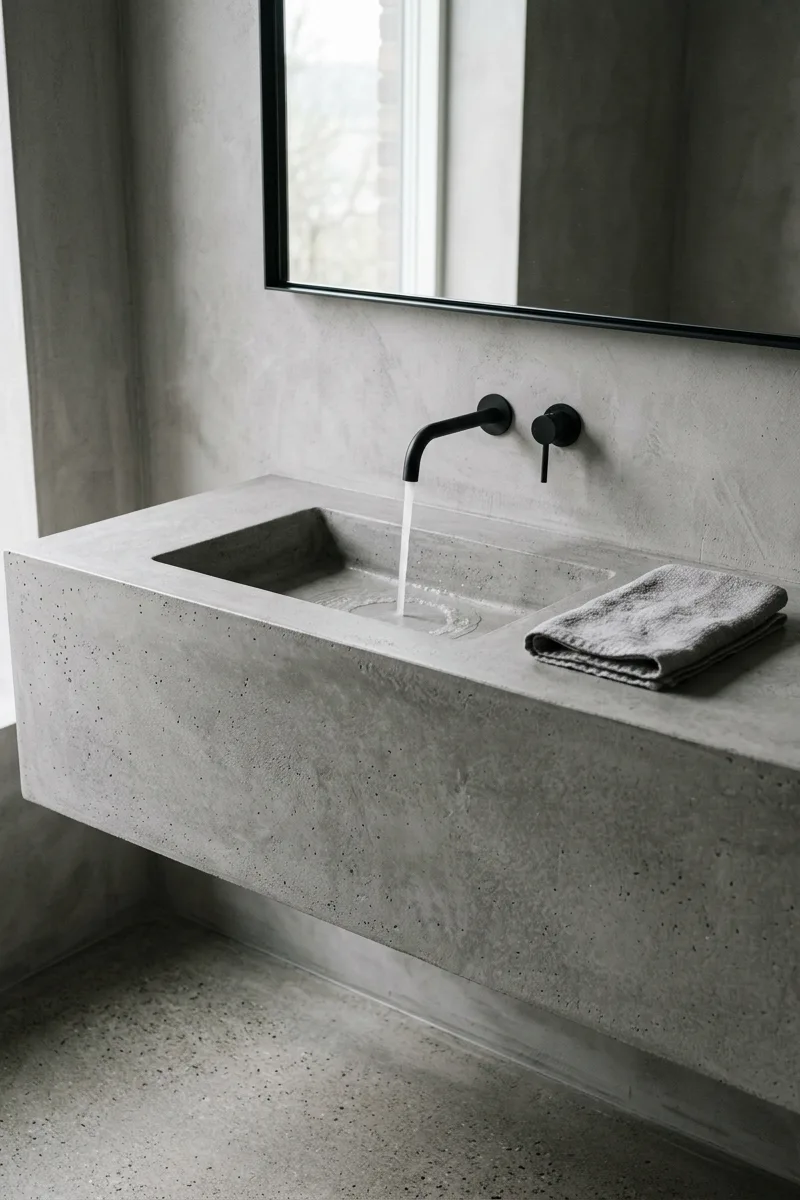 Microcement Vanities for a Monolithic Look