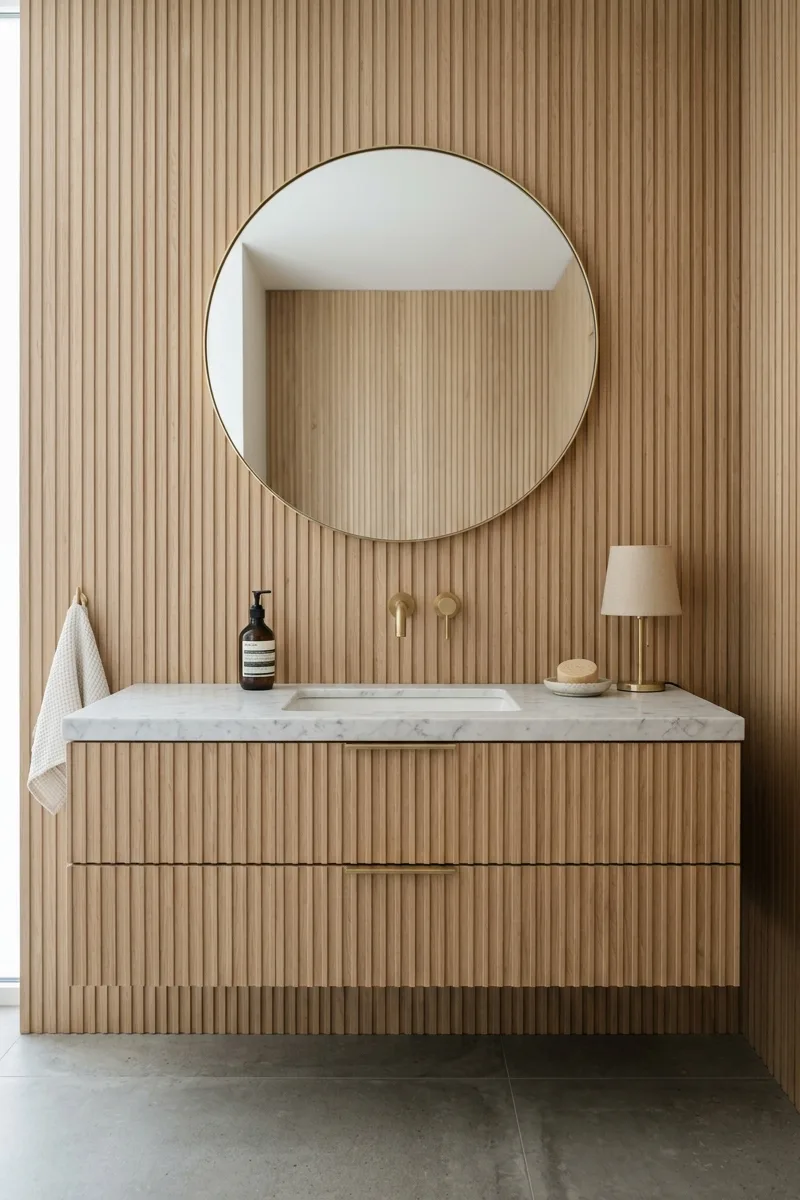 Install a fluted vanity