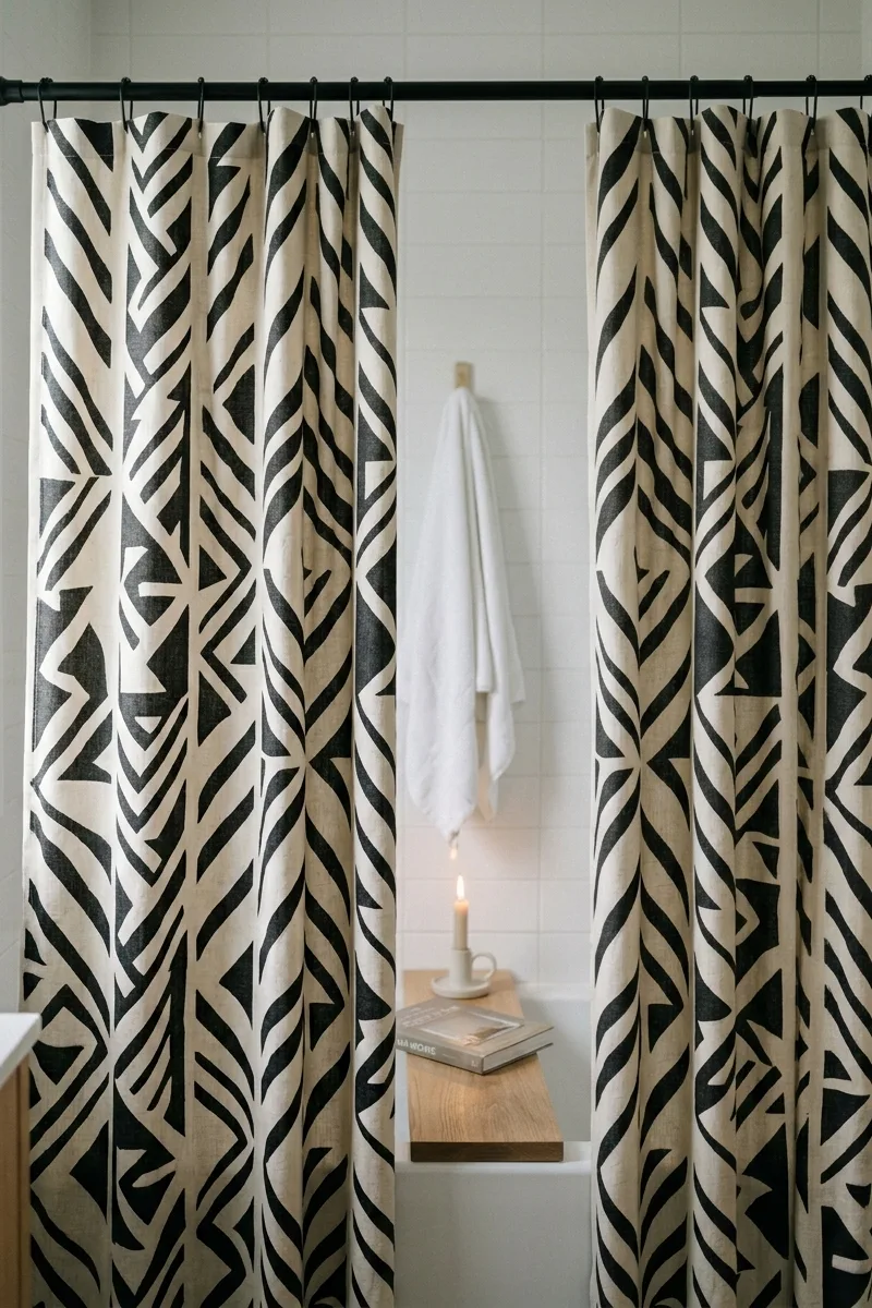 Use a patterned shower curtain