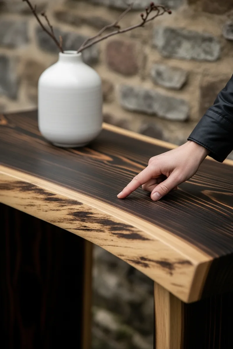 Raw Edge and Burnt Wood Finishes