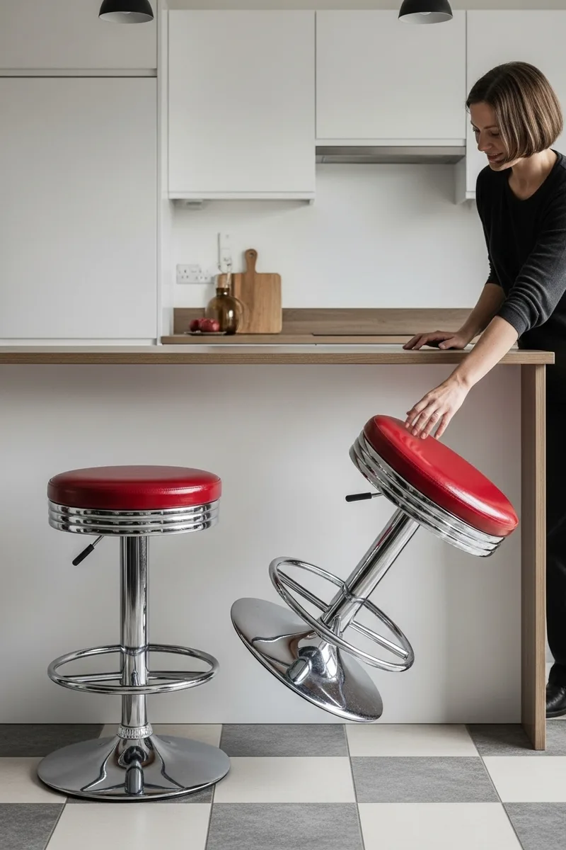 Chrome and Vinyl Swivel Stools
