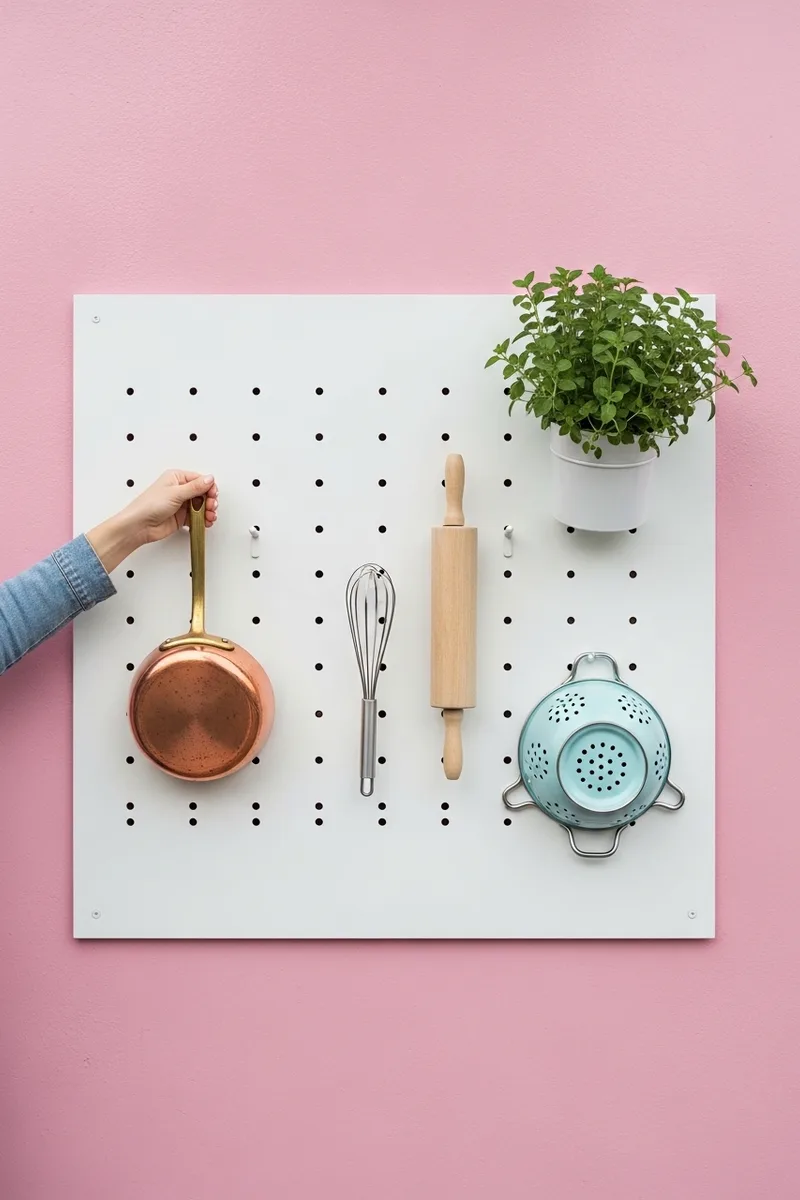 Pegboard Wall with Painted Tools