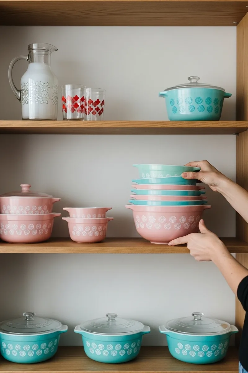 Vintage Pyrex and Melamine Display