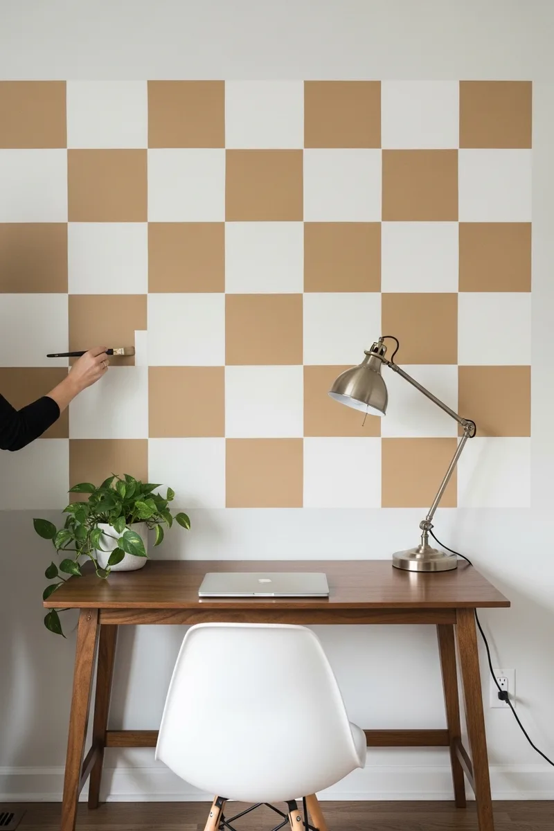 Checkerboard Accent Wall Mural