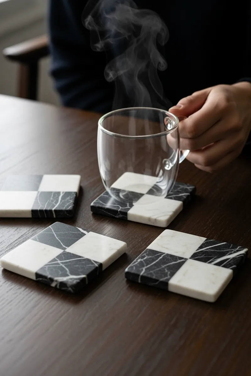 Checkerboard Marble Coasters