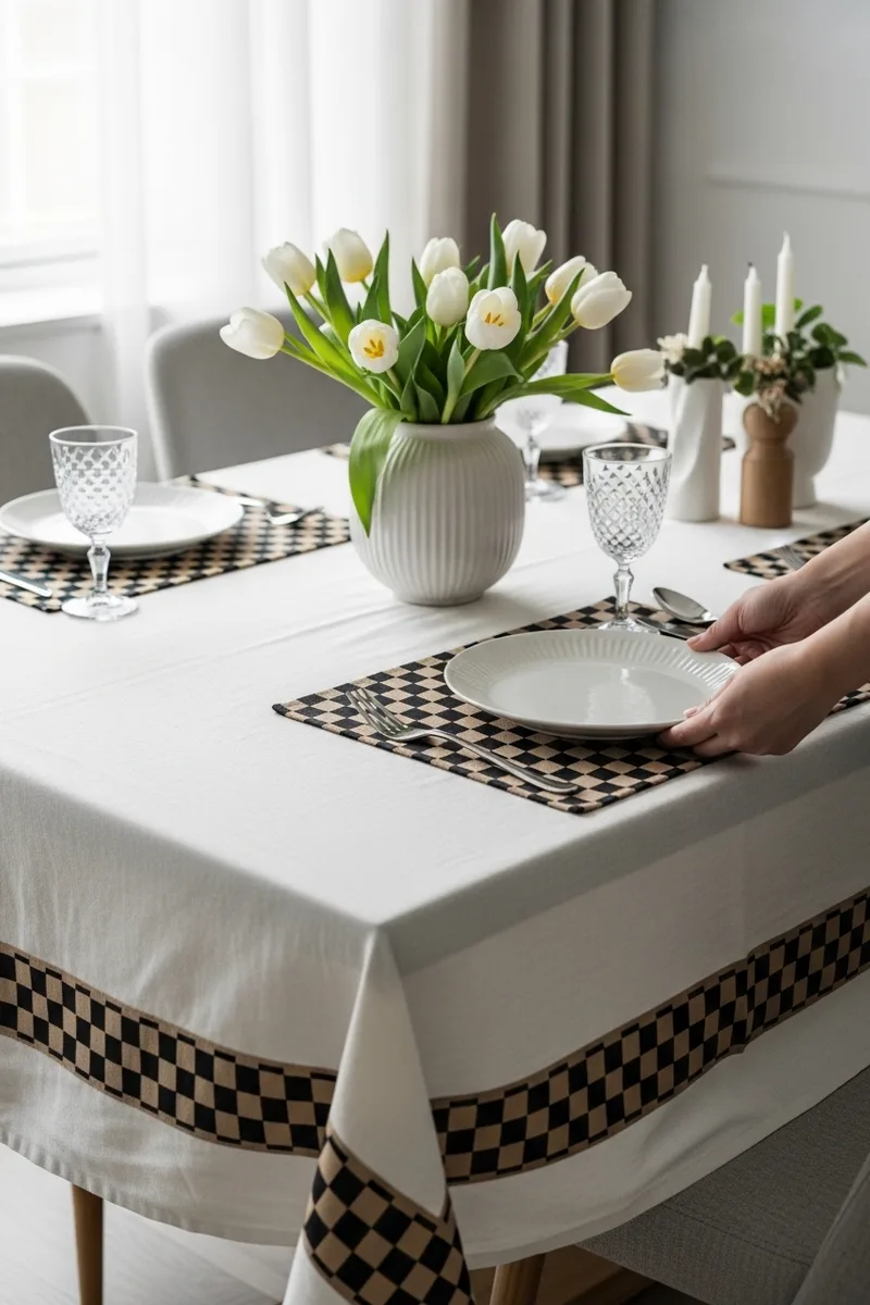 Playful Checkerboard Table Linens