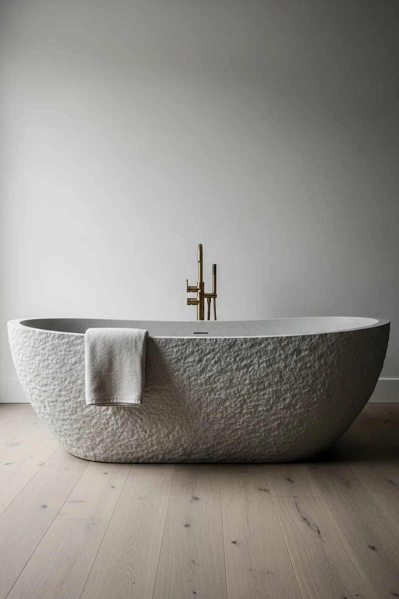 The Freestanding Stone Tub as Sculpture