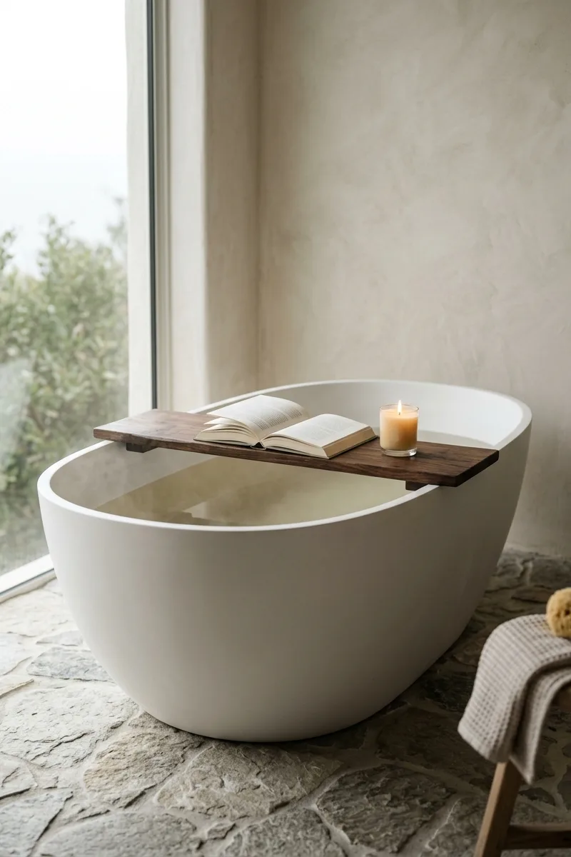 Opt for a curved bathtub