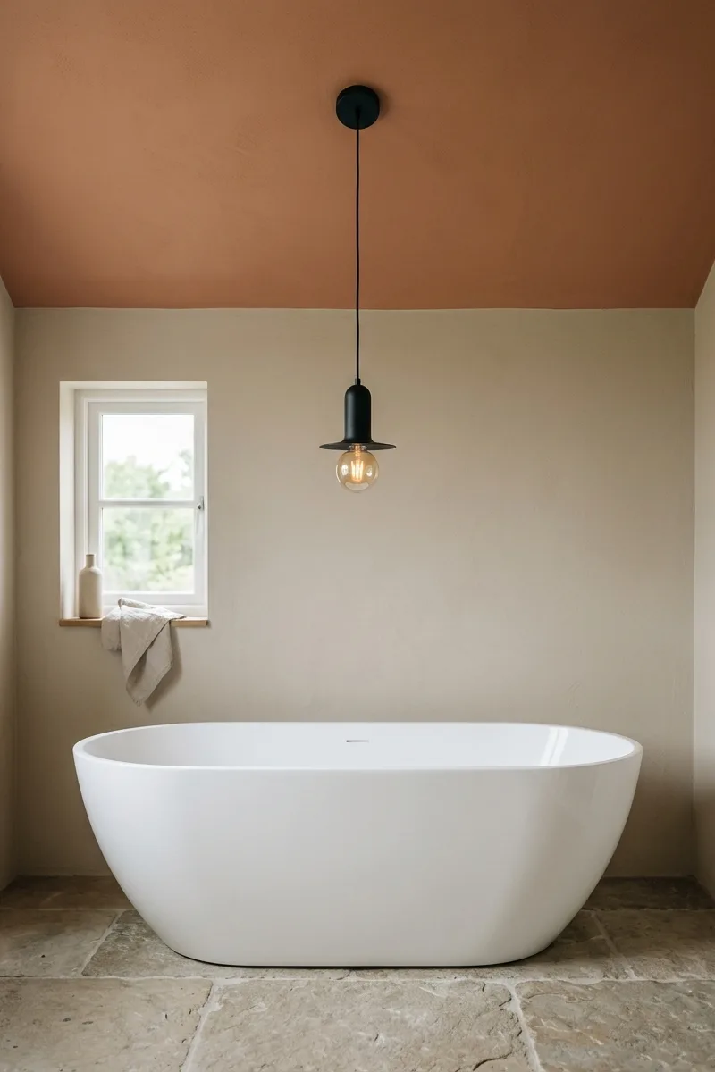 Paint ceilings in warm tones