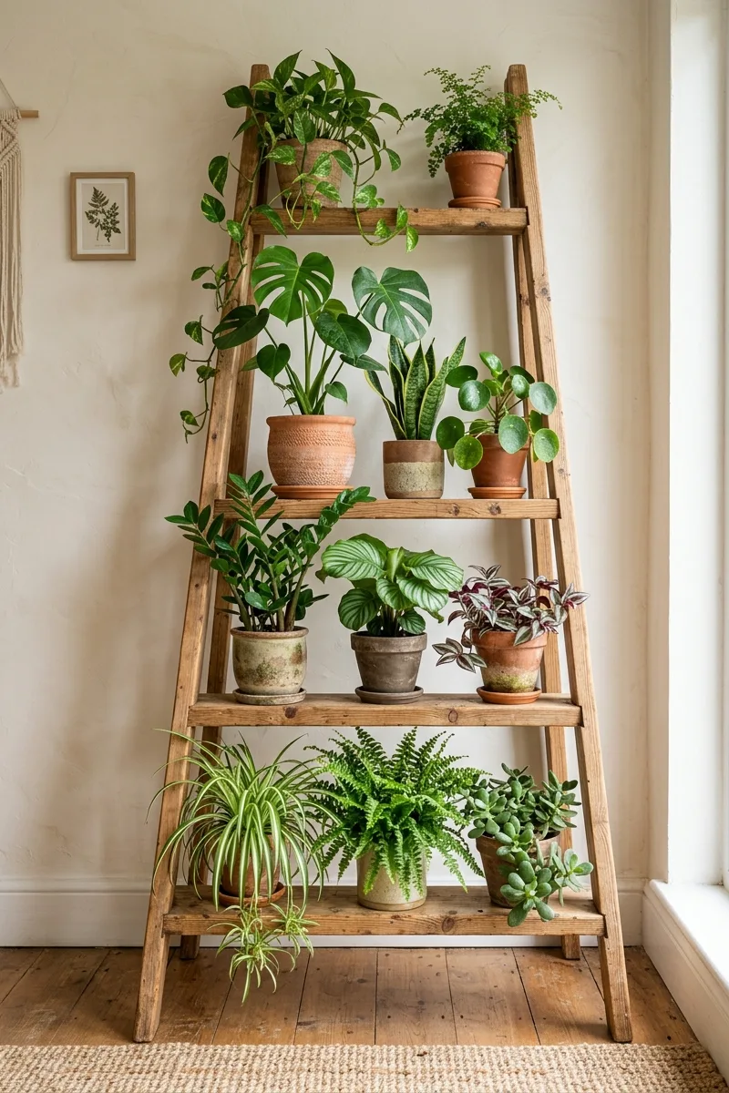 Use a Ladder Plant Stand