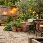 13 Cozy Rustic Patio Garden Ideas with Bistro Table and Olive Trees