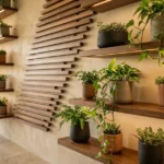 13 Organic Modern Plant Shelves with Walnut and Green