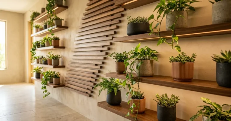 13 Organic Modern Plant Shelves with Walnut and Green