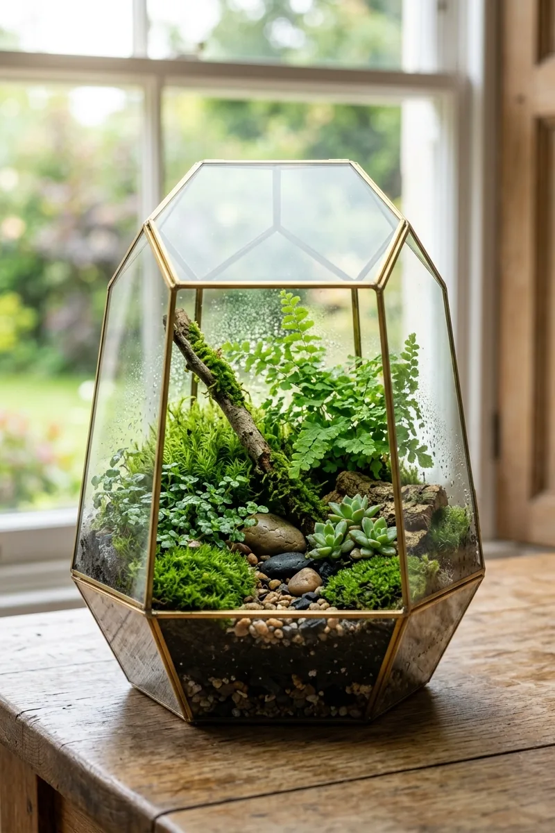Herbs in a Terrarium for Indoor Gardens
