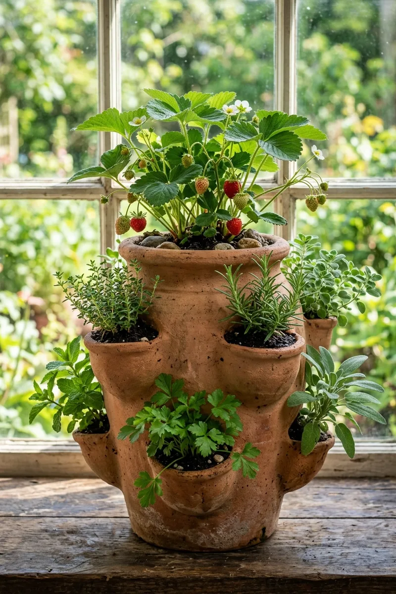 Strawberry Jar Herb Garden