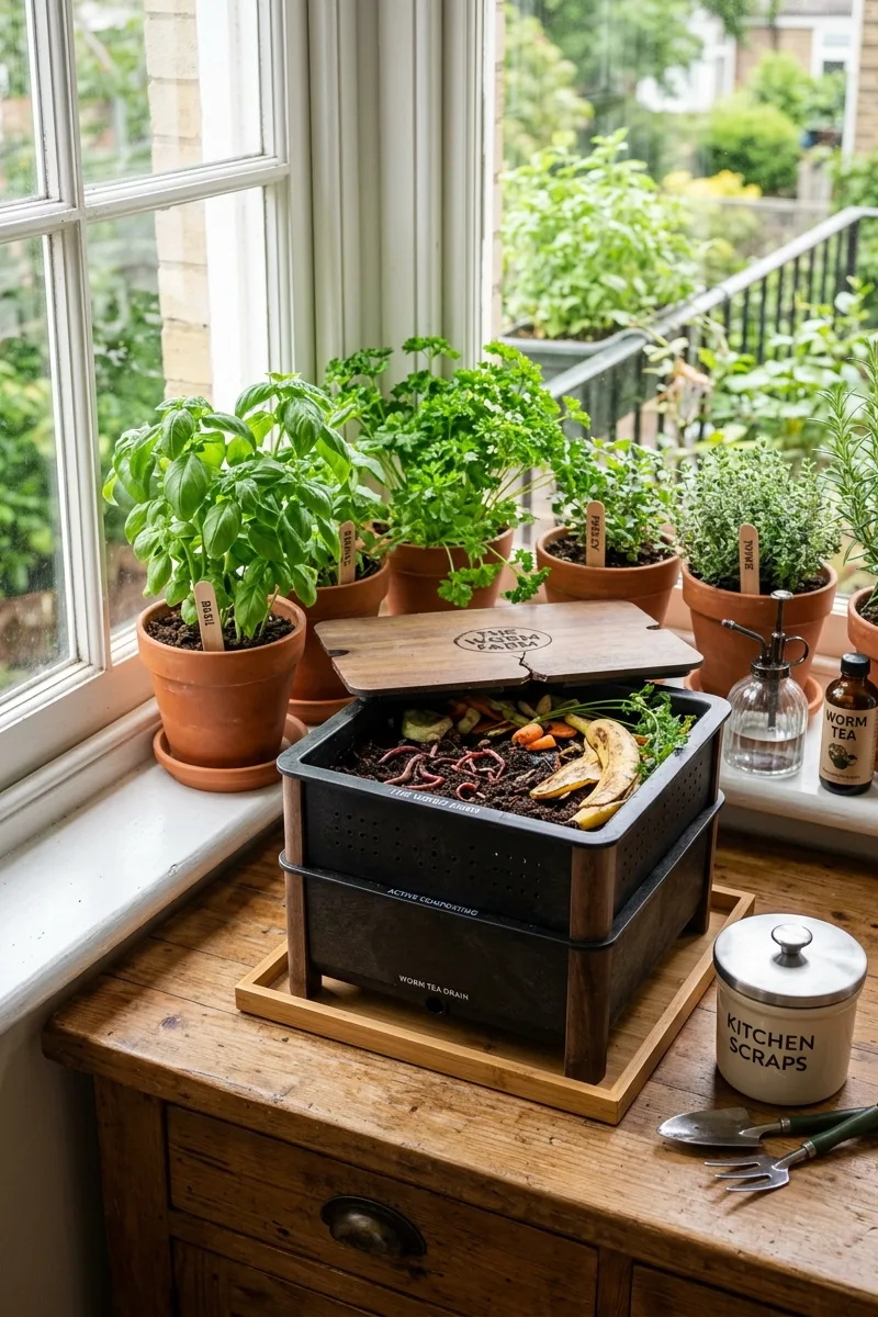 Windowsill Worm Composter for Free Fertilizer