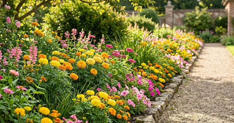 15 Bright Garden Border Ideas with Marigolds and Pink Flowers