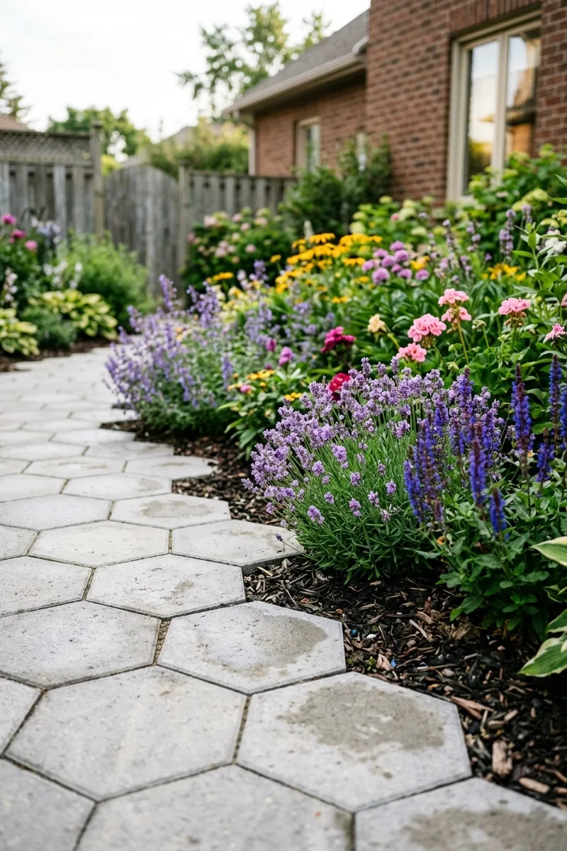 Hexagonal Pavers for a Clean Edge