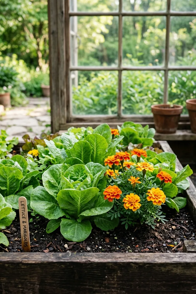 Companion Plant with Herbs and Flowers