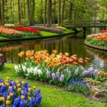 15 Spring Garden Ideas with Tulips and Hyacinths Along a Canal