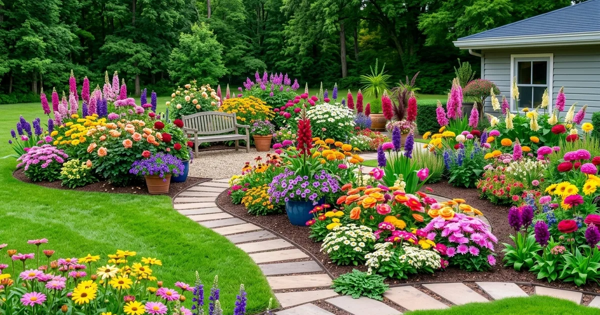 16 Beautiful Flower Garden Ideas with a House Backdrop