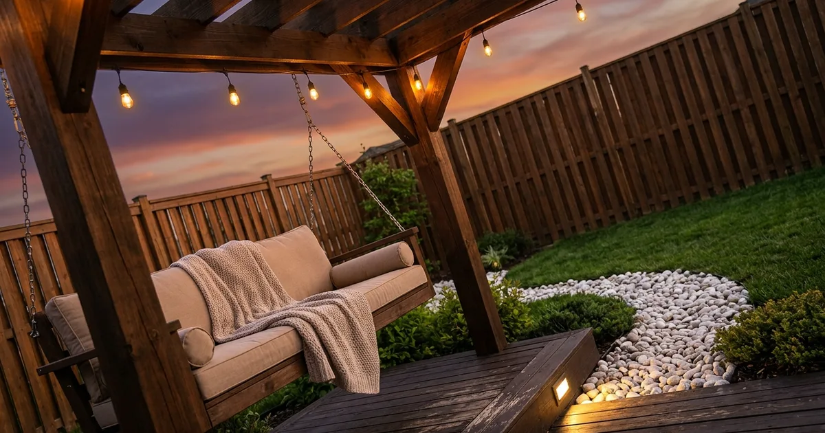 16 Cozy Porch Swing Pergola Ideas for Twilight Relaxation
