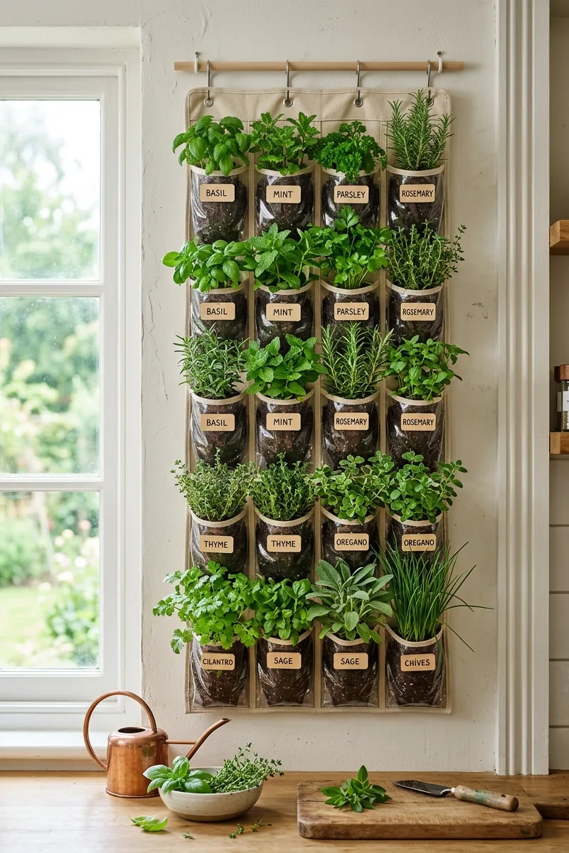 Use a Shoe Organizer for a Vertical Herb Garden