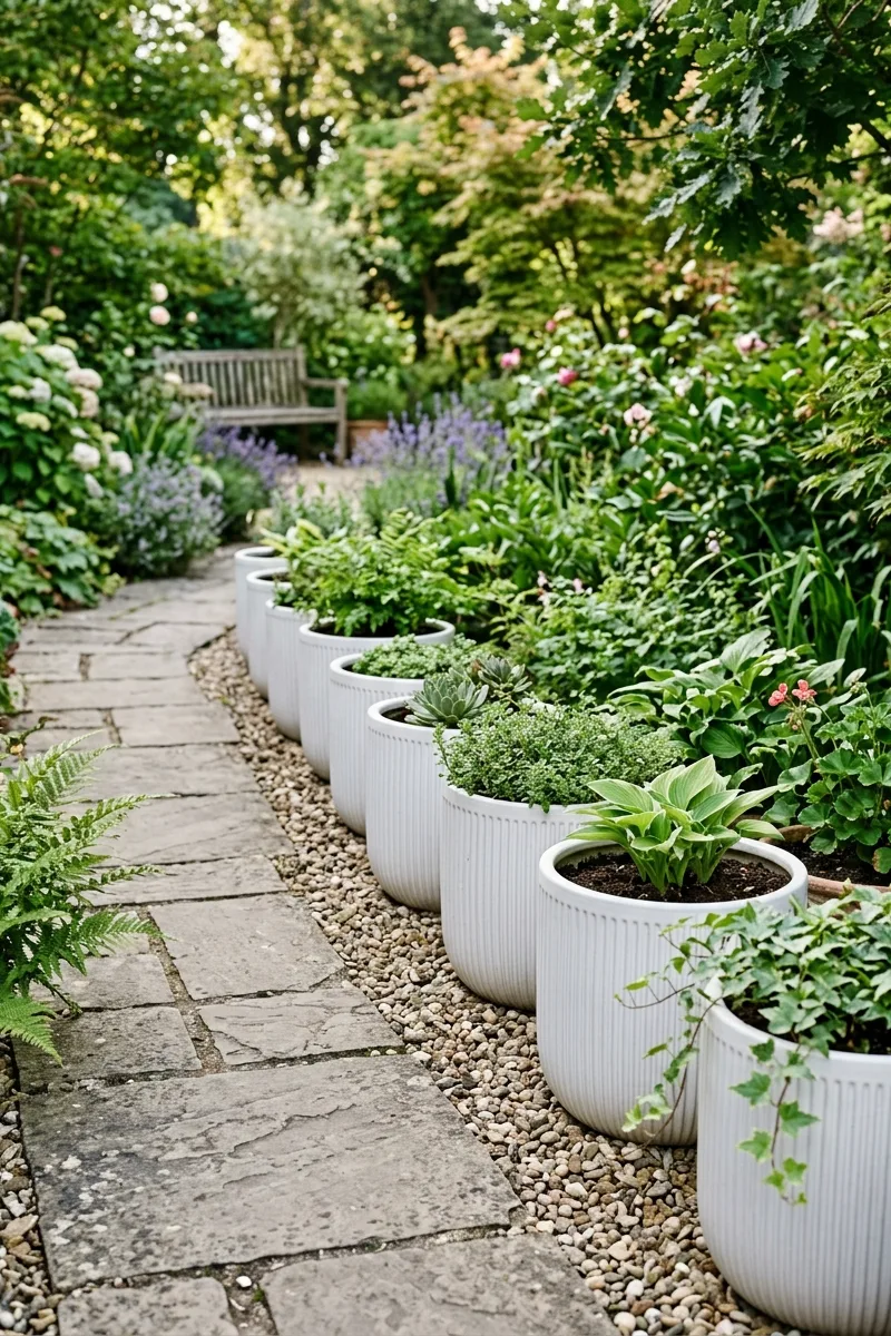 A Row of Matching Planters