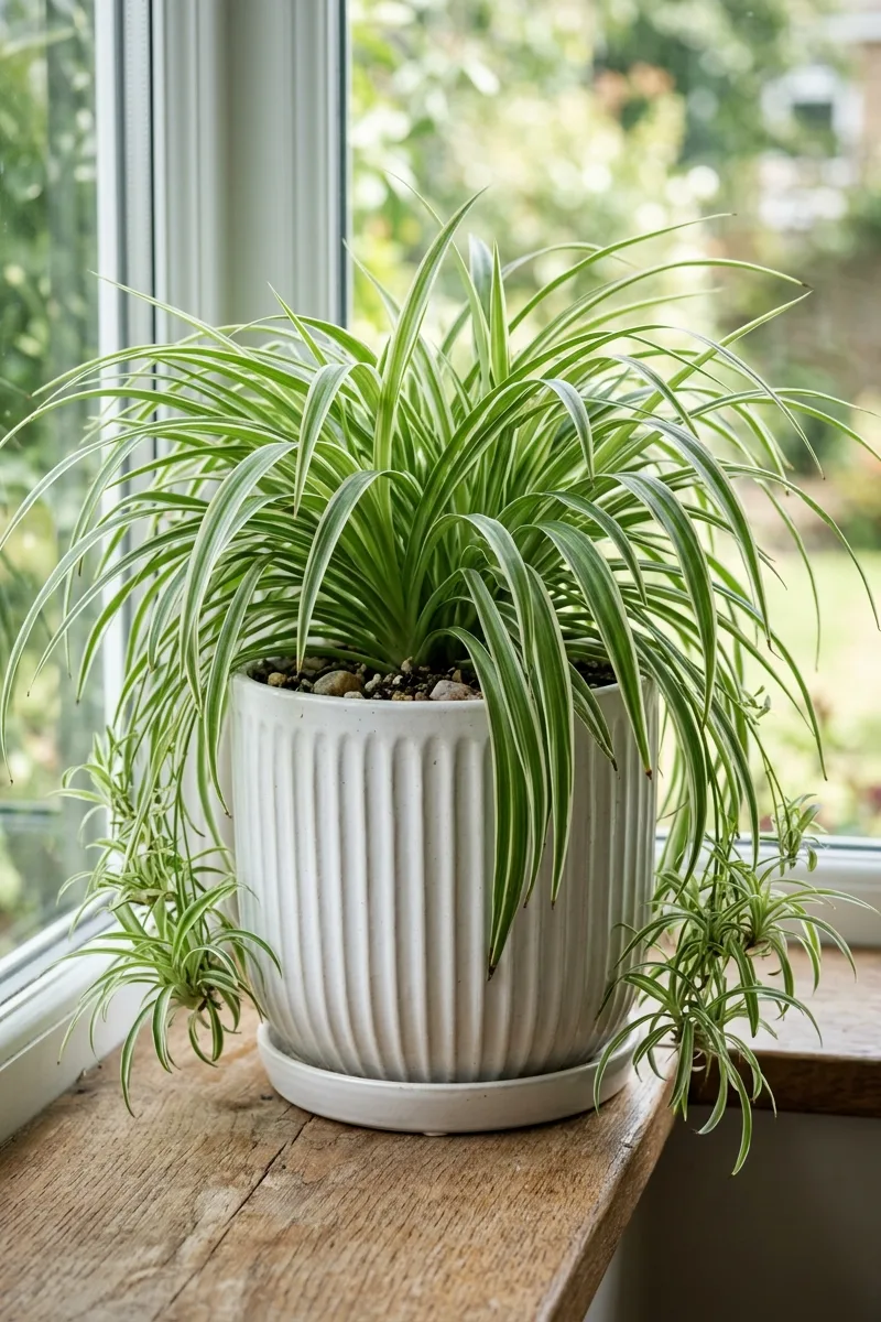 A Spider Plant in a Modern Pot