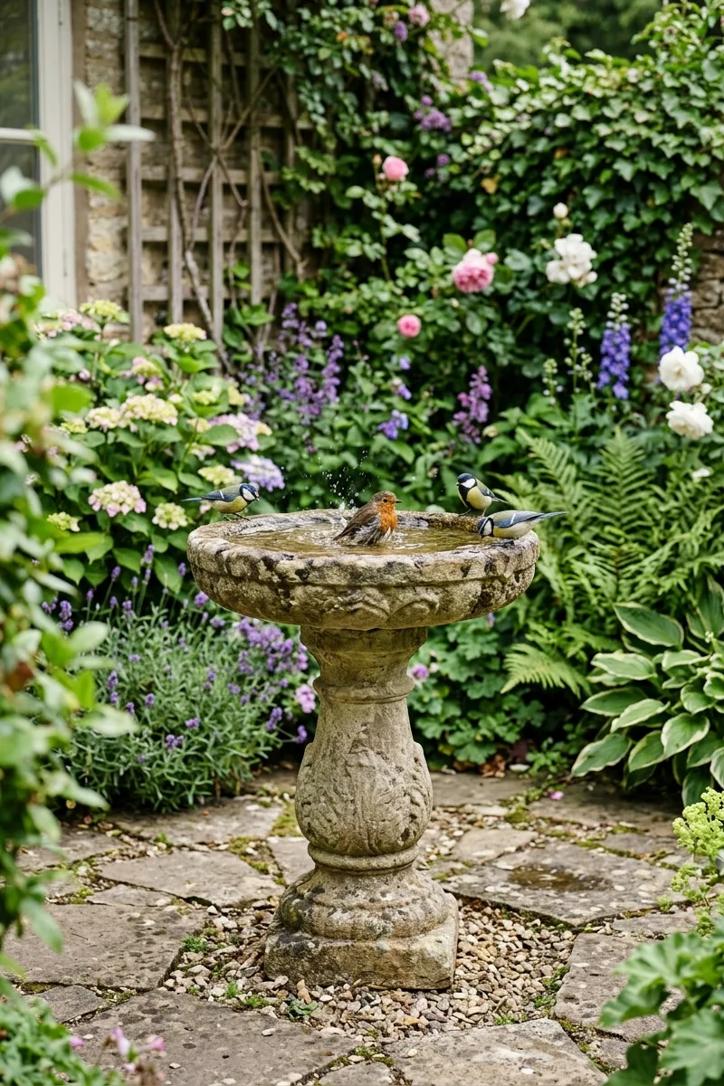 A Birdbath as a Focal Point