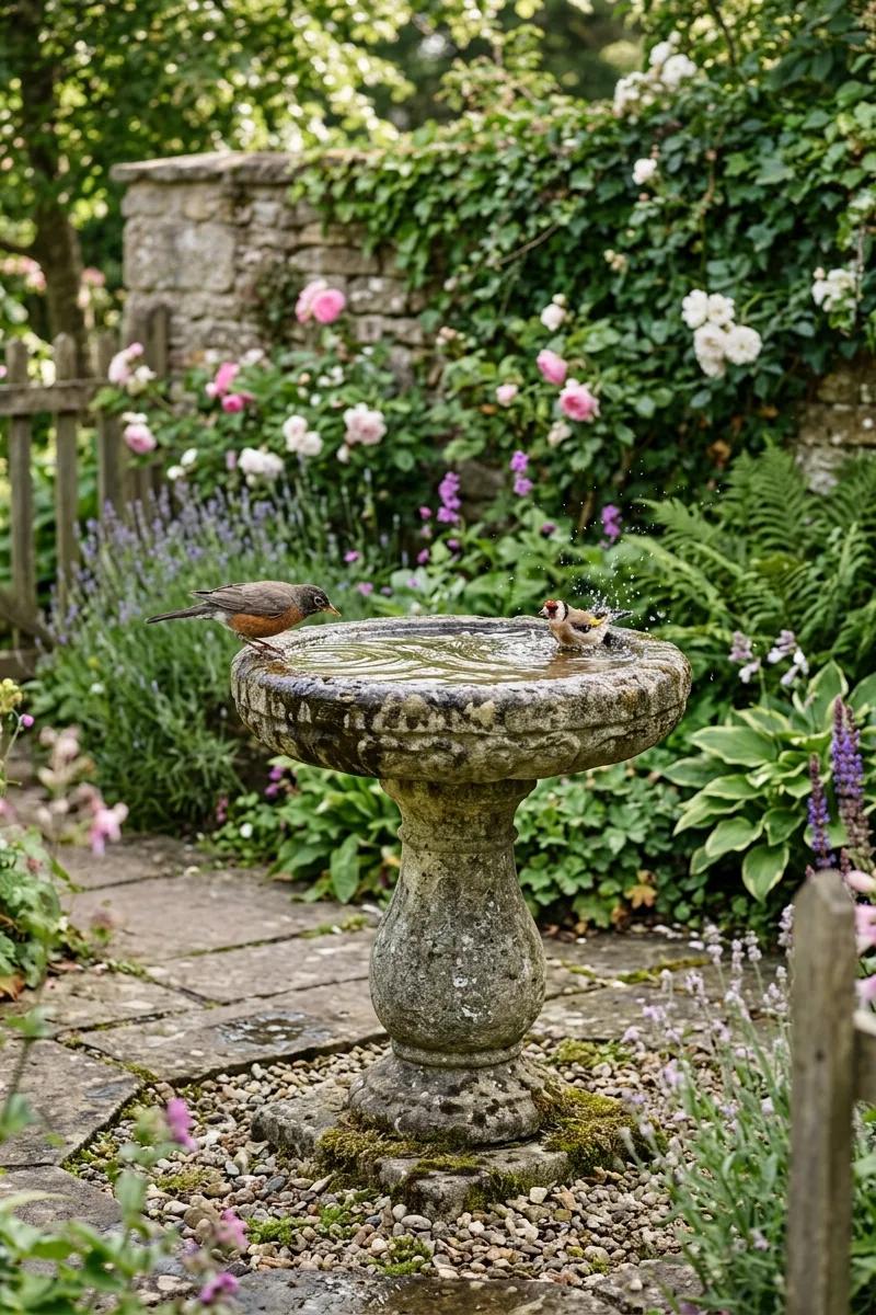 A Birdbath as a Focal Point