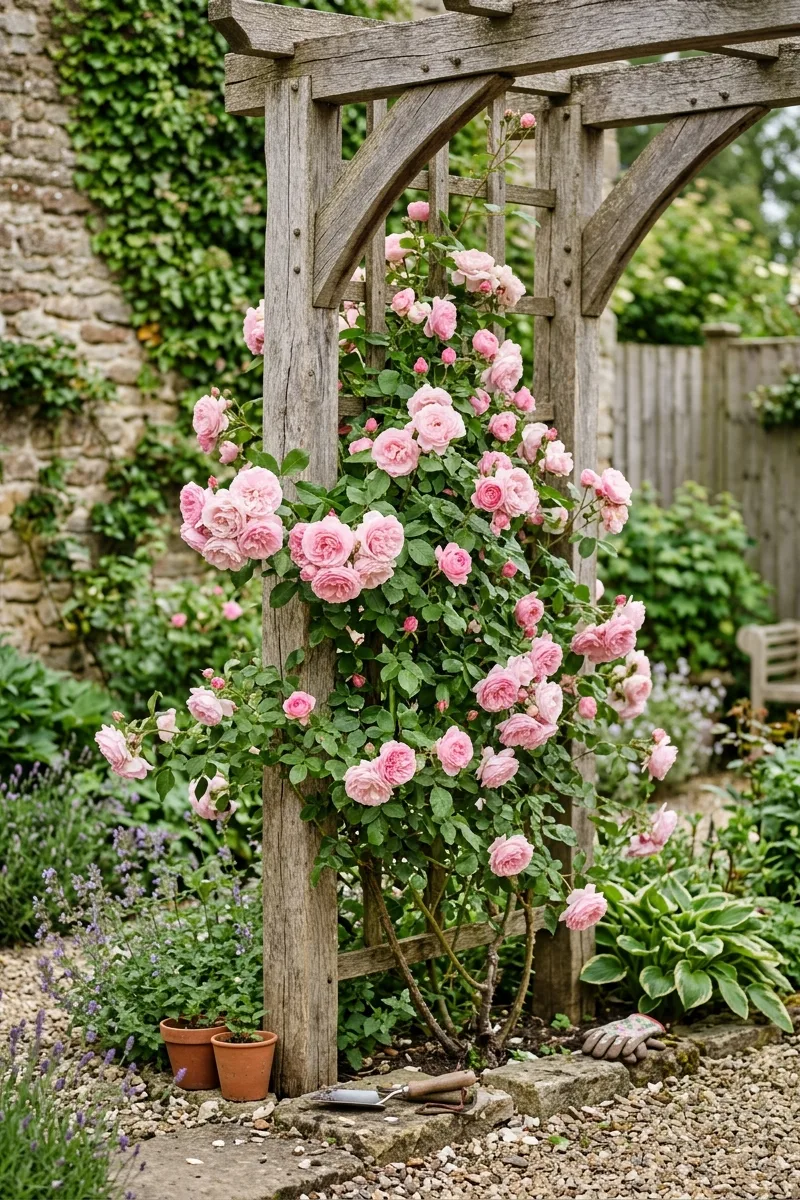 A Trellis with a Climbing Rose