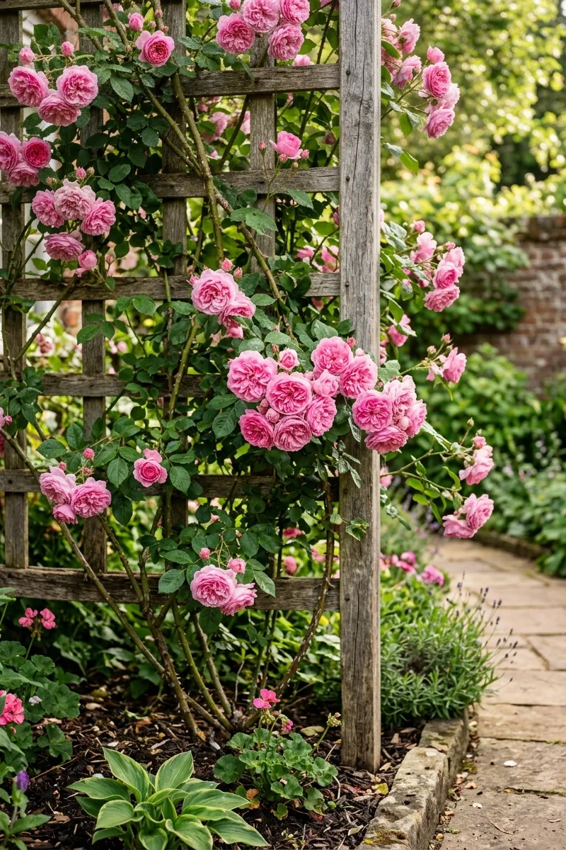 A Trellis with a Climbing Rose