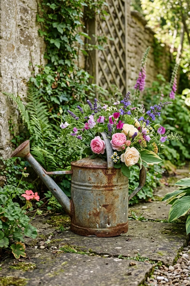 An Antique Watering Can Display