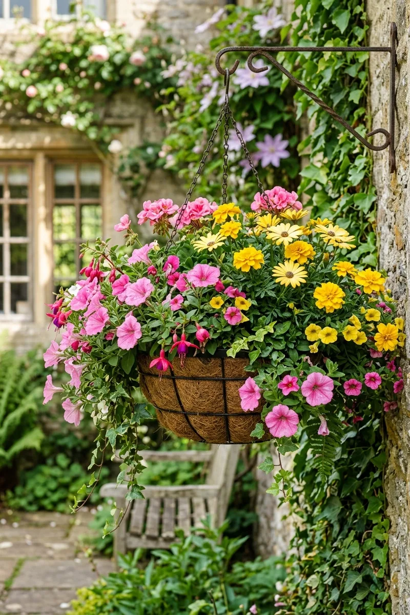 Pink and Yellow Hanging Flowers