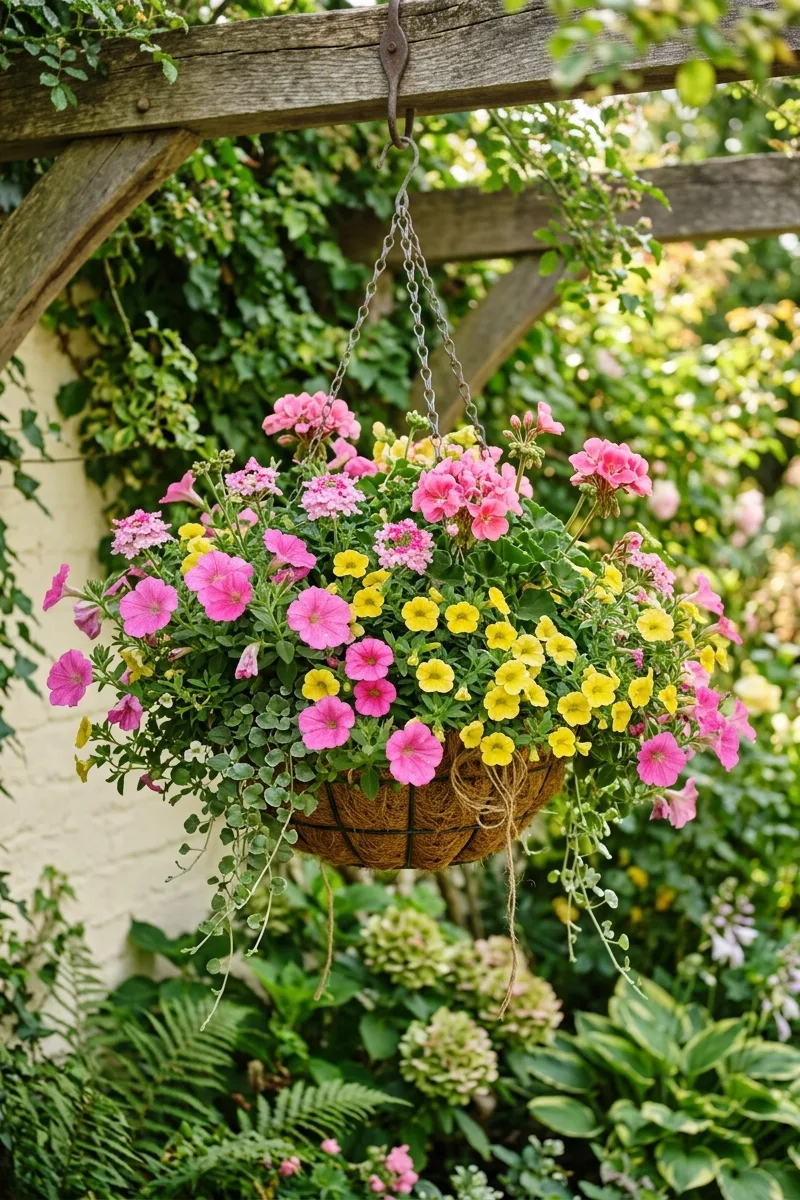 Pink and Yellow Hanging Flowers