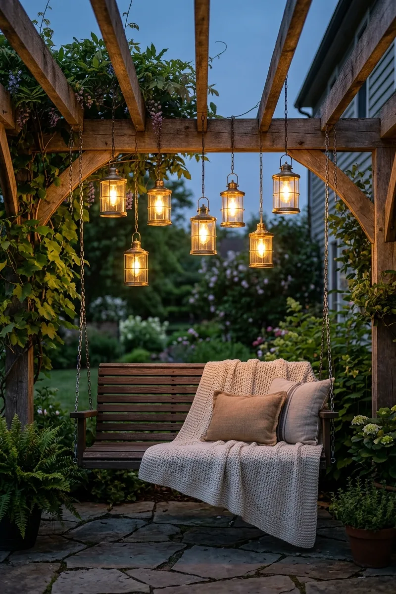 Hang Glass Lanterns for a Soft Glow
