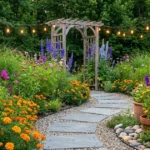 18 Wildflower Garden Path Ideas with Stepping Stones and Wooden Arches
