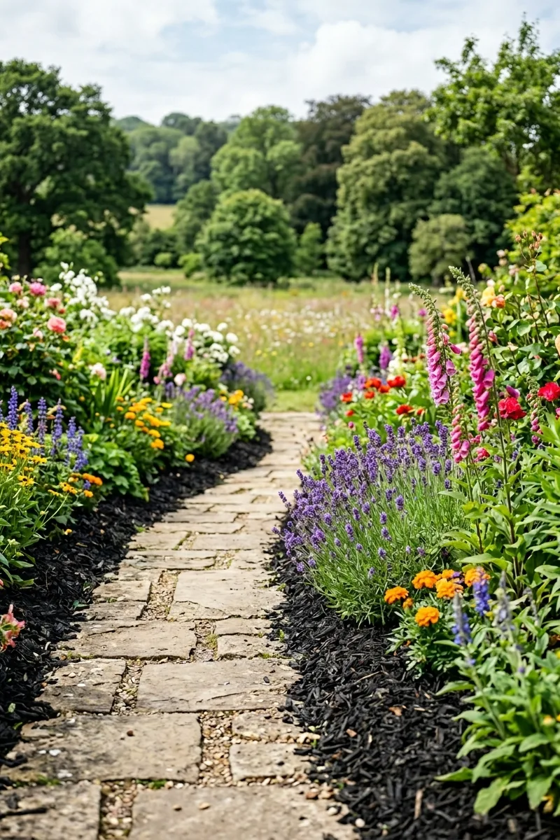 A Dark Mulch Border to Showcase Flowers