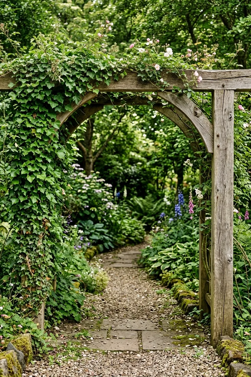 A Rustic Wooden Arbor Arch