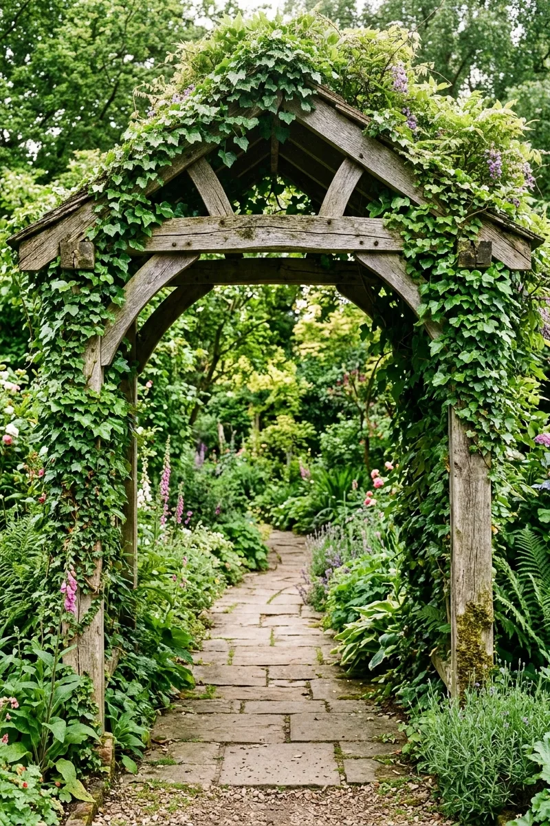 A Rustic Wooden Arbor Arch
