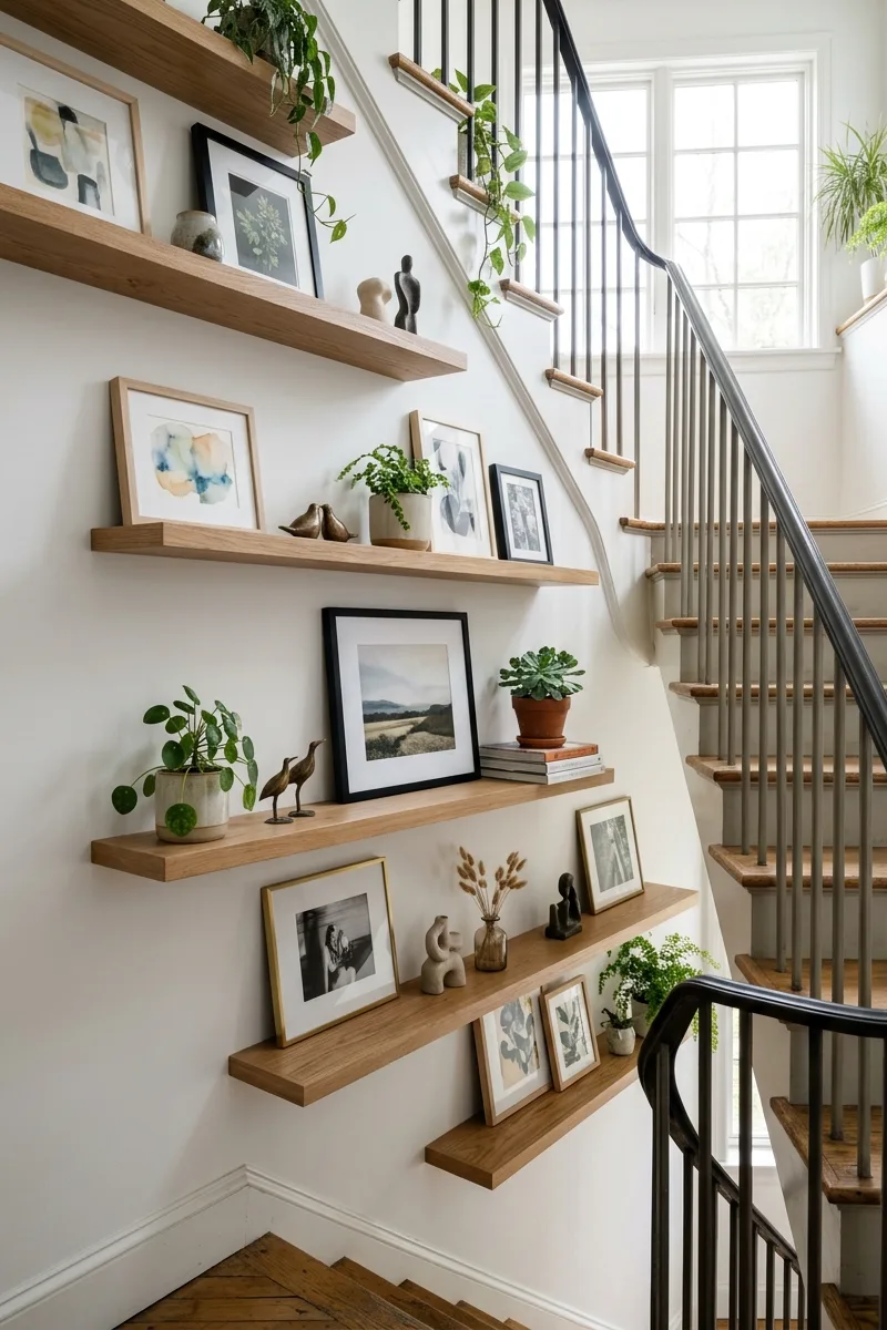 Install Floating Shelves with Art and Objects