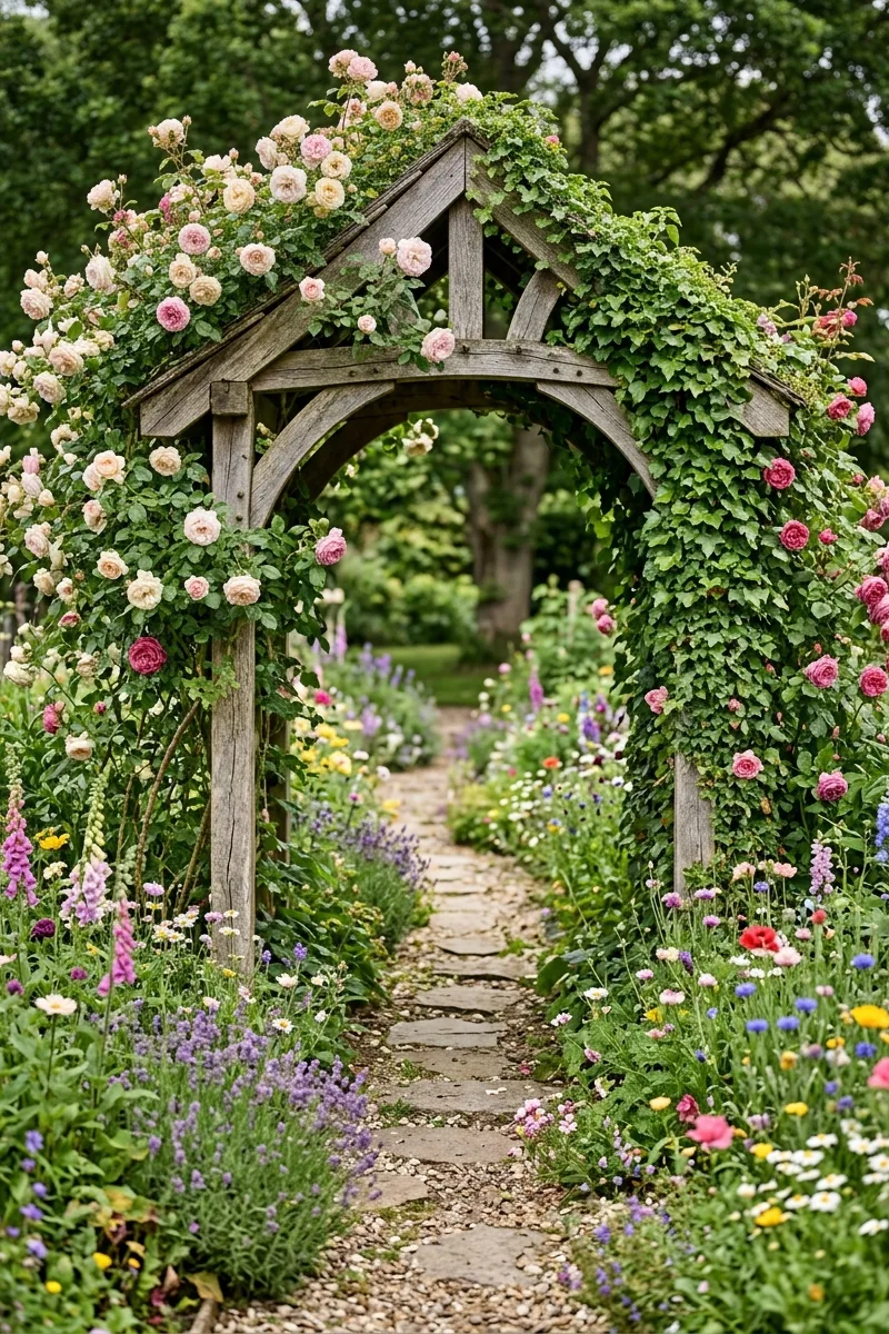 Add a Rustic Wooden Arbor Arch