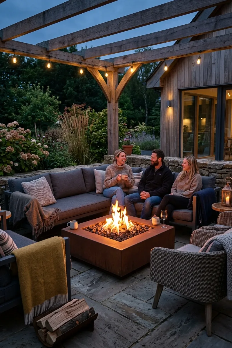 Add a Fire Pit for Warmth and Ambiance