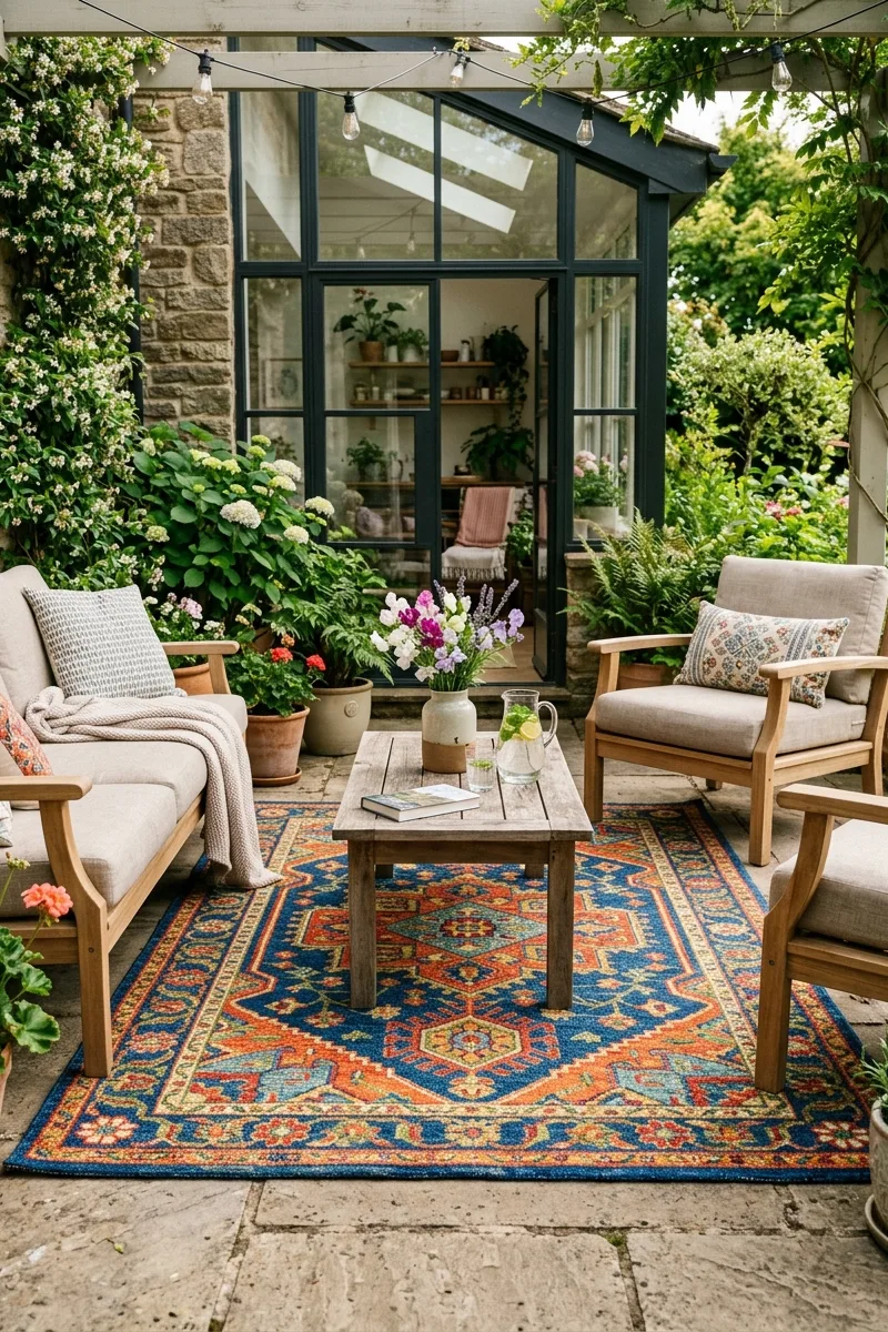 Incorporate Colorful Outdoor Rugs