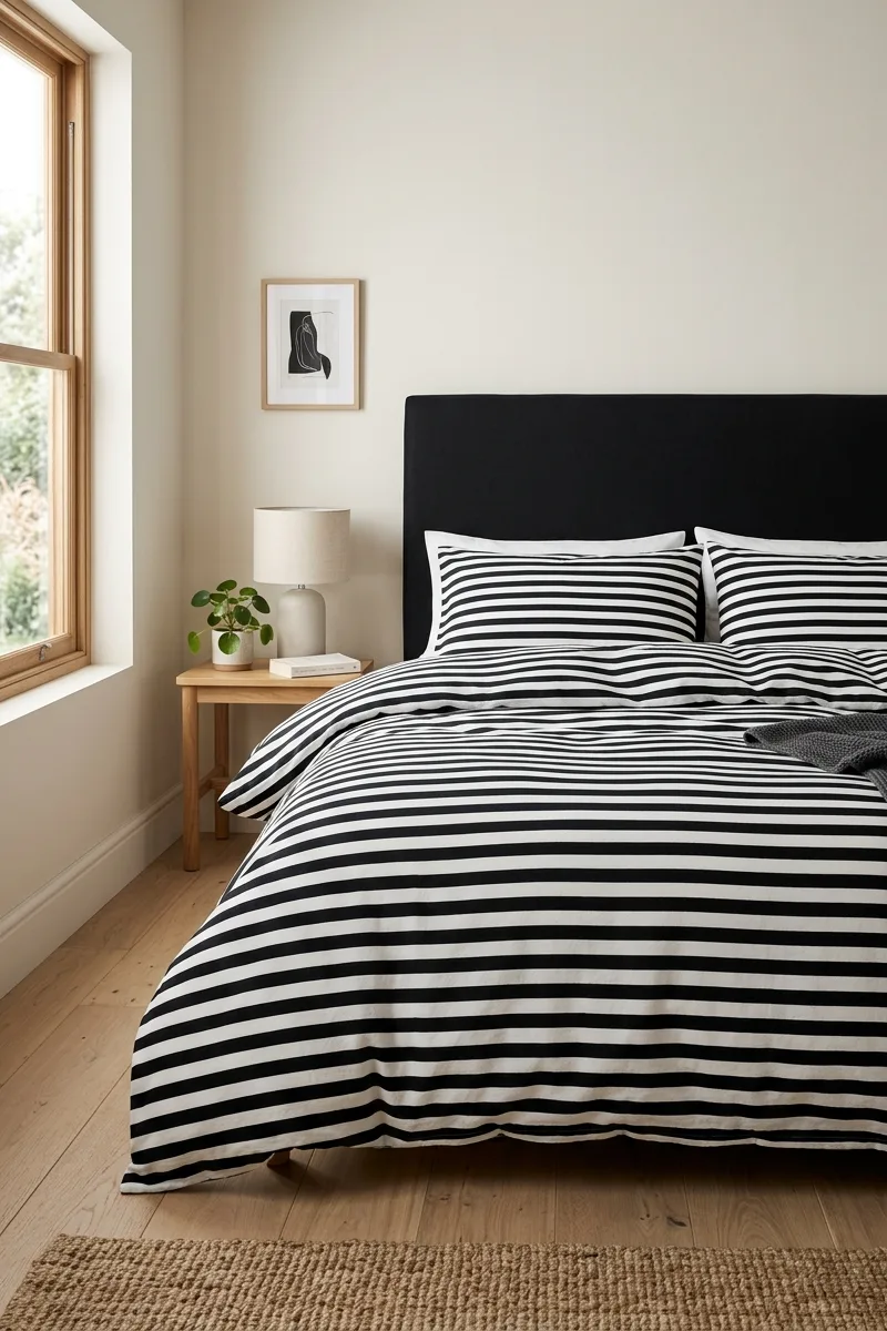 Black and White Striped Bedding