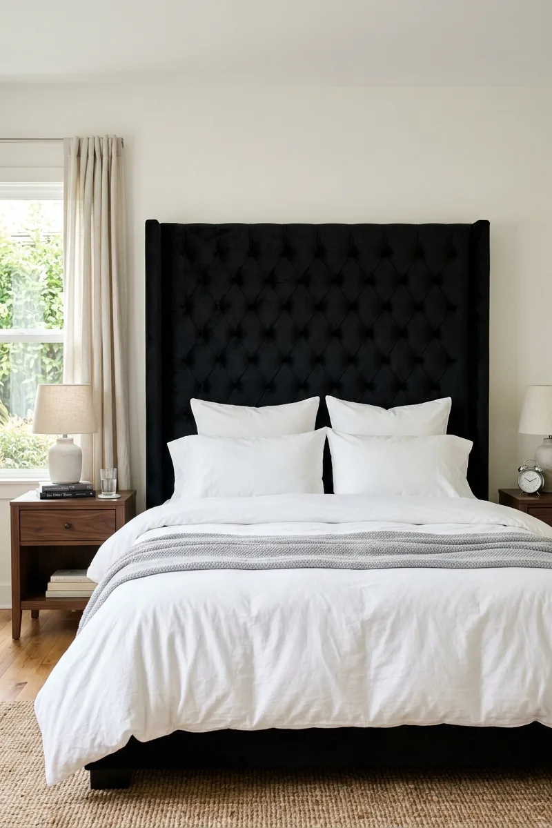 Black Button-Tufted Headboard