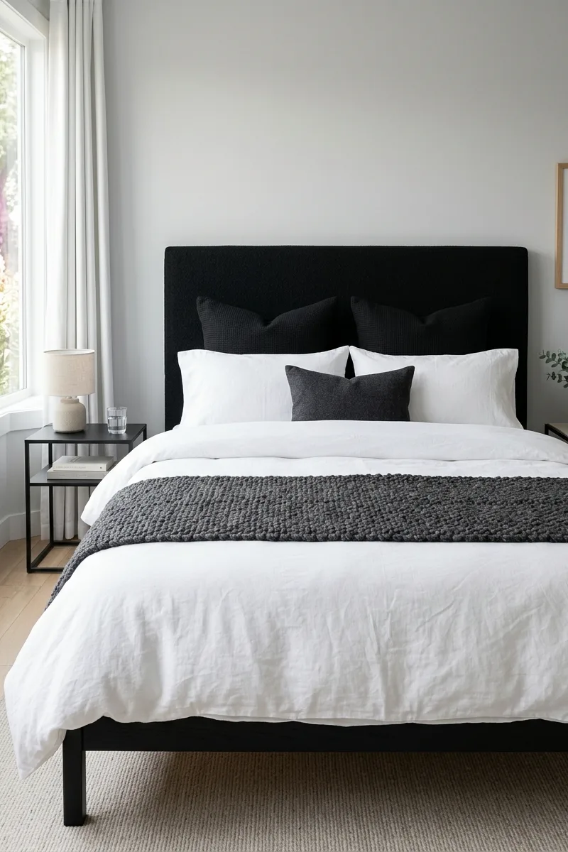 Charcoal Textured Bed Runner