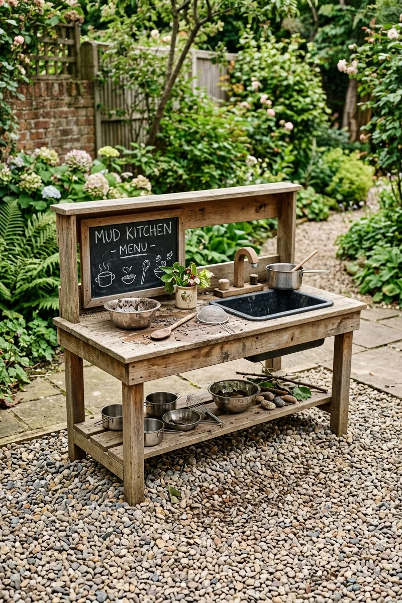 Mud Kitchen with a Gravel Base