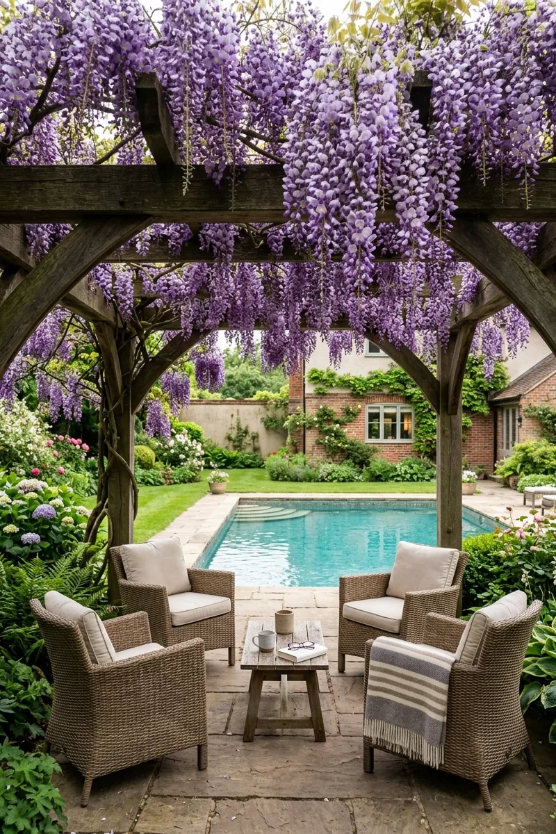 Cascading Purple Wisteria